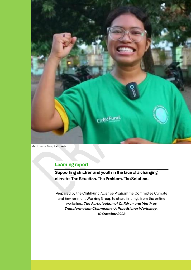 ChildFund Alliance Youth Participation in Climate and Environment Action Learning Workshop